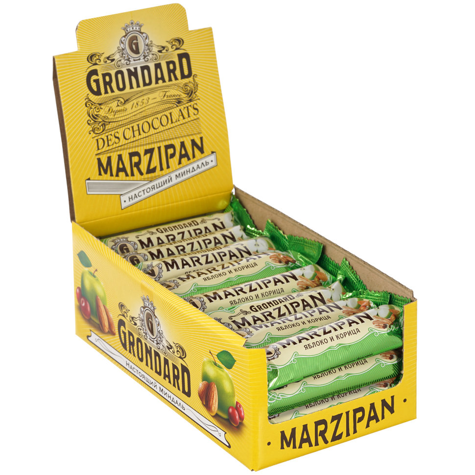  TM Grondard     (9388) Батончики глазированные Марципановые Яблоко-Корица, (24шт по 50г)     в Балашихе